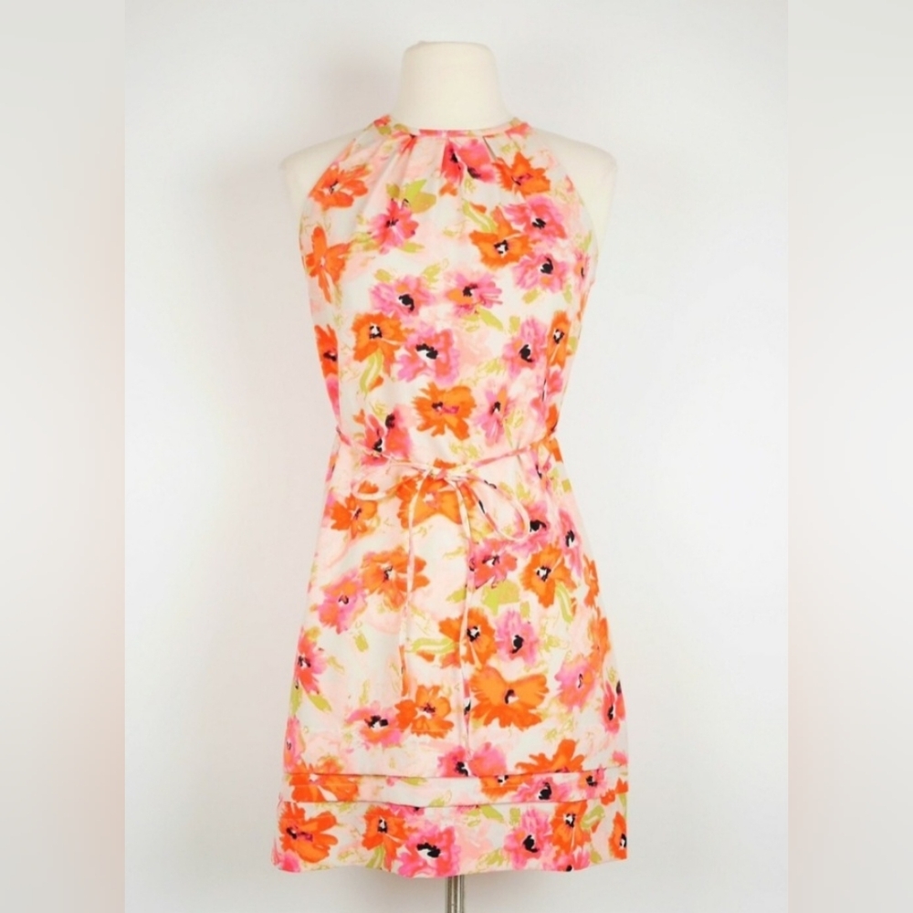 LOFT Pink and Orange Floral Mini Dress